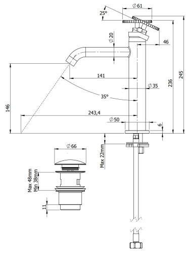 Смеситель для раковины Remer Chrono CH10ACC