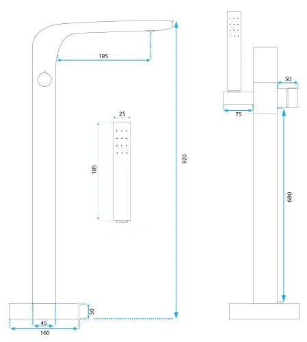Смеситель для ванны Rea Clark gold matt B5303