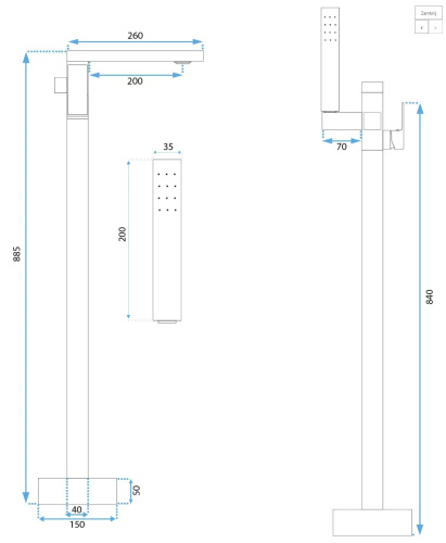 Смеситель для ванны Rea Tery black B5304