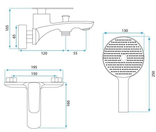 Смеситель для ванны Rea Jager gold B0699