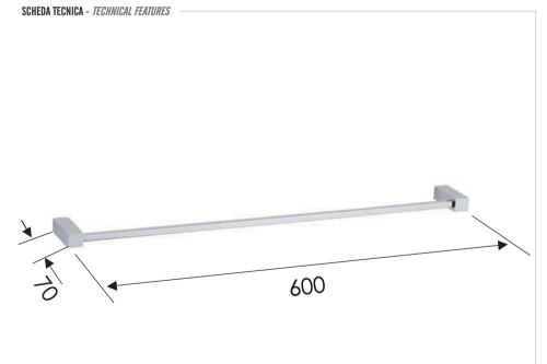 Полотенцедержатель 60 см Remer SQ SQ30CR