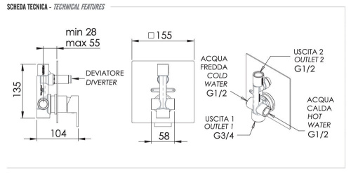 Смеситель для душа Remer Q-Design QD09