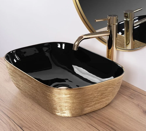 Умывальник Rea Belinda gold brush black U8780