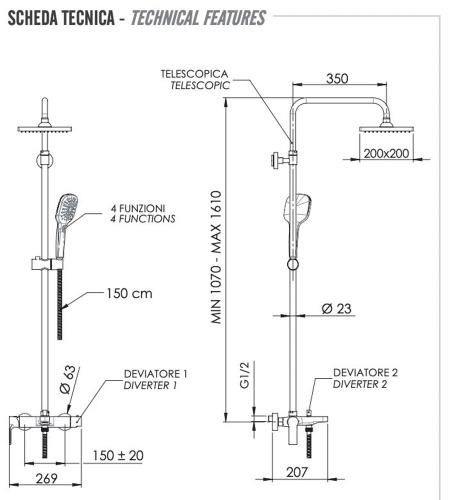 Душевая система Remer Energy EY34ASD20