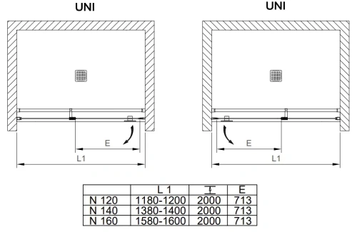 Душевая дверь Kolpa-San Andromeda N 140 black transparent 516790