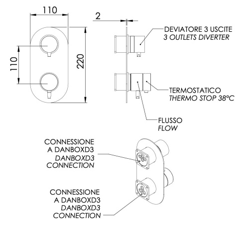 Смеситель для душа Daniel Suvi Thermo ST20612D3KBCR