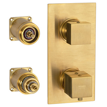 Смеситель для душа Remer Q-Elegance QT93KBBG, золото брашированное