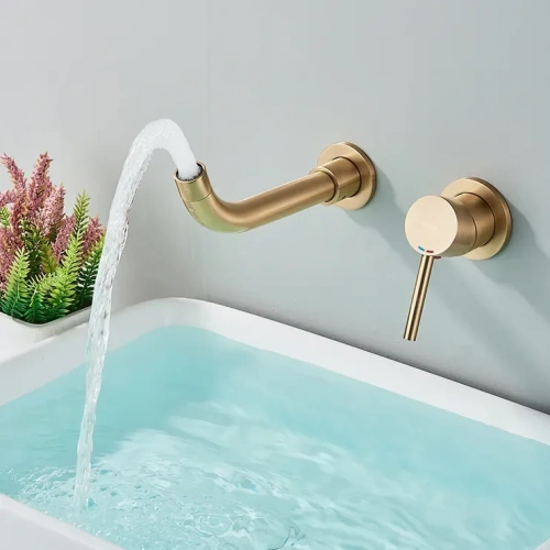 Смеситель для умывальника Rea Lungo long gold matt B4109