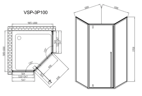Душевой уголок Vincea Penta VSP-3P100CL