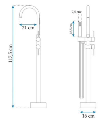 Смеситель для ванны Rea Ortis Black B0232
