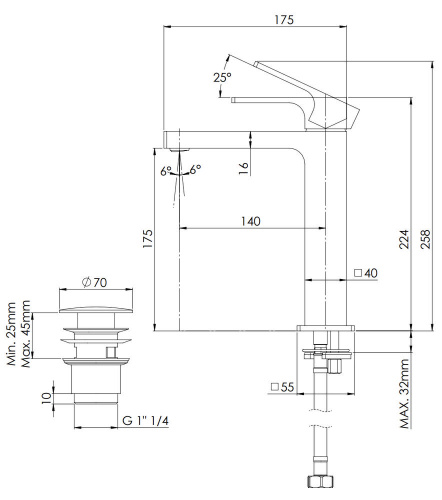 Смеситель для раковины Remer Absolute AU10ACCNO, черный матовый