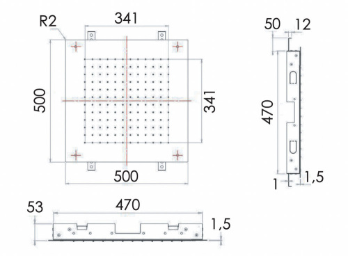 Верхний душ потолочный 50 см Remer 357SFS50
