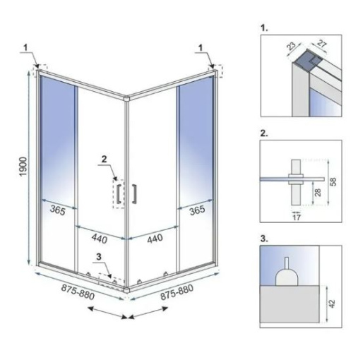 Душевой уголок Rea City Black 90x90 K6446