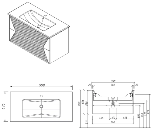 Тумба подвесная Caprigo Modo Terza 100 35614-SF027