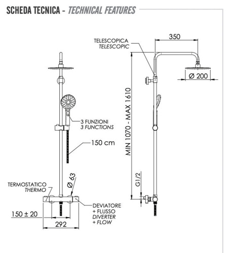 Душевая система Remer Elegance EQ32A8MPMD20