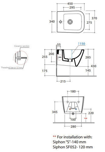 Биде подвесное Globo STONE STS11BI