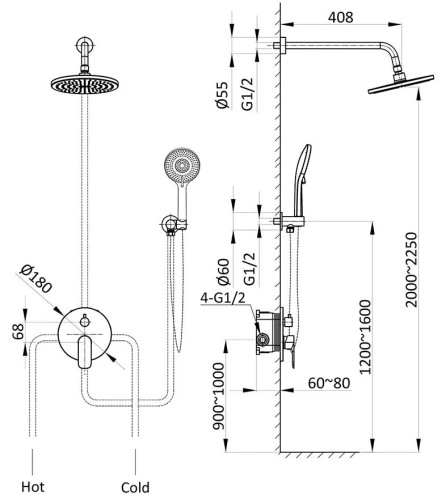 Душевая система Vincea Desire VSFW-1D1MB