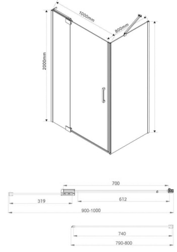 Душевой уголок Vincea Extra VSR-1E901080CL