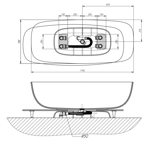 Ванна из искусственного камня Kolpa-San Milo FS 174x75 Green