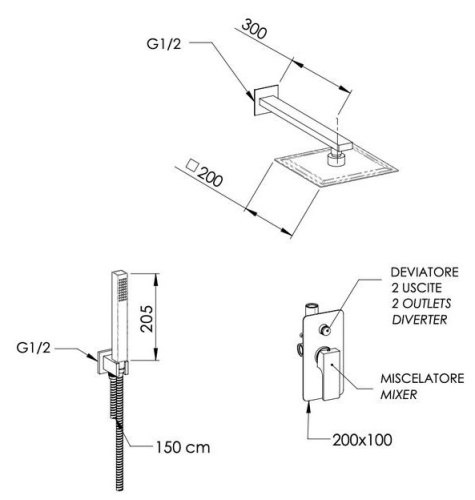 Душевая система Remer Absolute AU09S02UFS20