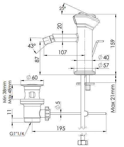 Смеситель для биде Remer Element ET20