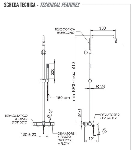 Душевая система Remer Elegance EQ34A7MMSSOF