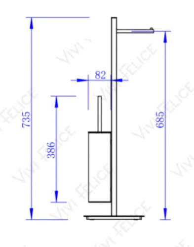 Напольная стойка с бумагодержателем и ёршиком Vivi Felice F0312 NERO OPACO