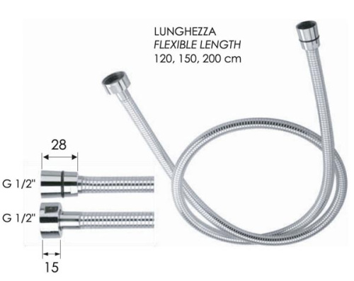 Шланг для душа ПВХ Remer 332CNBC150 150 cм