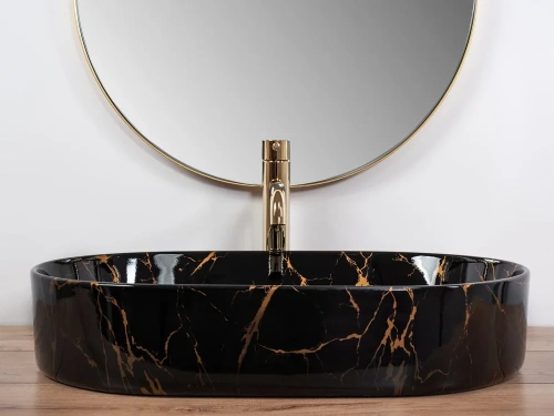 Умывальник Rea Nadia 60 Black Marble Shiny U0539