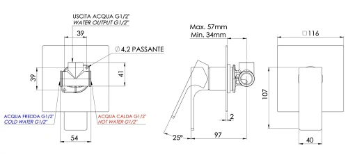 Смеситель для душа Mariani Rebel B14179RE