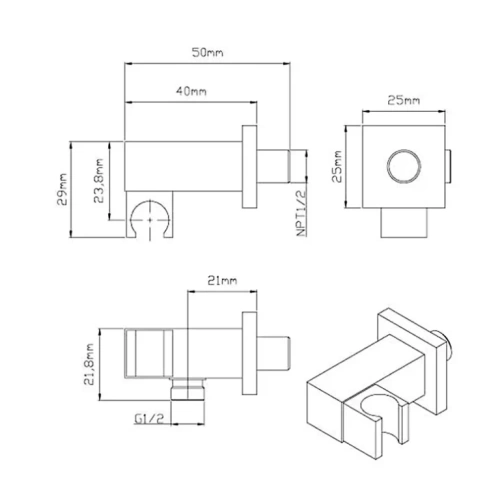 Держатель ручного душа с подводом воды Vincea VSC-41MB