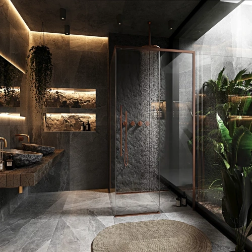 Душевой уголок Rea Solar Brush Copper 100x80 K9513