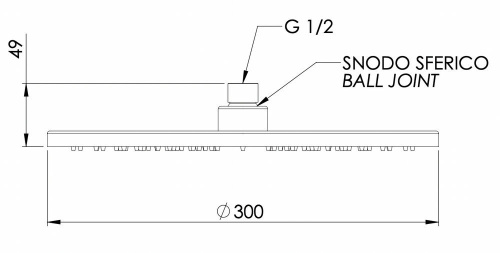 Верхний душ с шарнирным соединением 30 см Remer 359MM30NOX, черный матовый