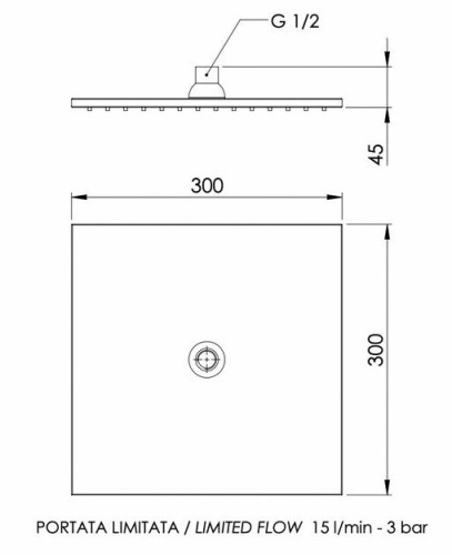 Верхний душ с шарнирным соединением 30 см Remer 359SSLXVX, сталь
