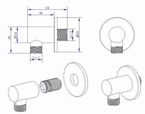 Выпуск из стены Nemo NM-4002BG brush gold