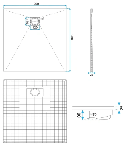 Душевой поддон Rea Magnum Grey 90x90 K4106