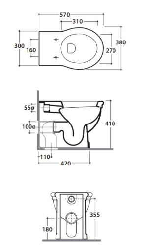 Унитаз приставной Globo Paestum PA025BI