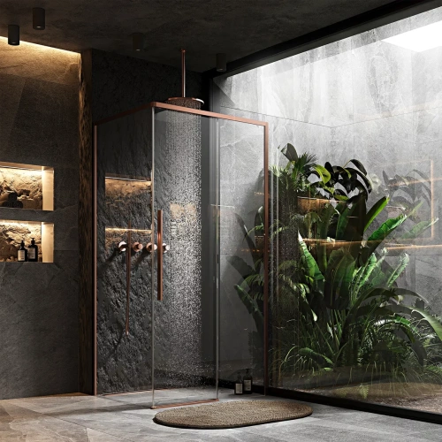 Душевой уголок Rea Solar Brush Copper 100x80 K9513