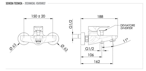 Смеситель для ванны Remer Infinity I05DO, золото глянцевое