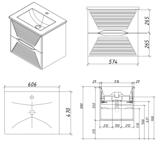 Тумба подвесная Caprigo Modo Terza 60 35611-SF004
