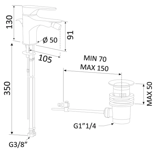 Смеситель для биде Mariani Surf А00493SF