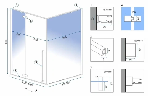 Душевой уголок Rea Fargo Gold 90x120 K6614