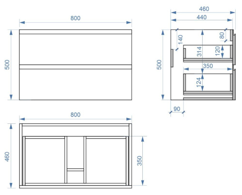 Тумба подвесная Vela Мира 80П под Gid TU27124
