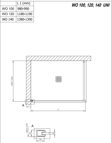 Душевая стенка Kolpa-San Calypso WO 140 black transparent 517600