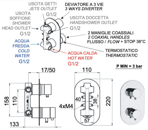 Смеситель для душа Remer Elegance NT93