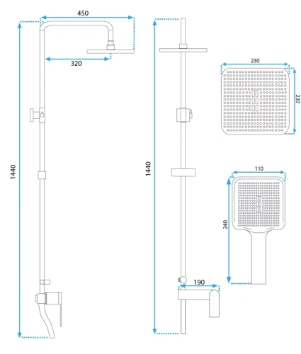 Душевая система Rea Storm black P9532
