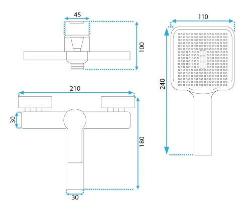 Смеситель для ванны Rea Argus black B6407