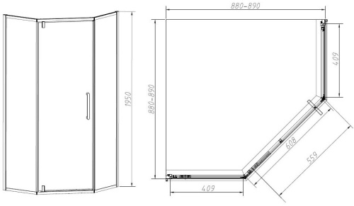 Душевой уголок Vincea Slim-N VSP-4SN900CLGM