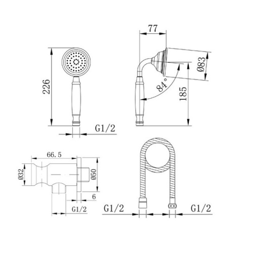 Душевой гарнитур Caprigo 99-562-CRM