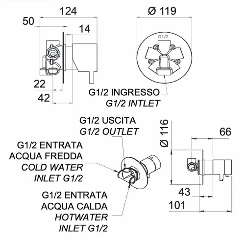 Смеситель для душа Remer Elegance NT94C